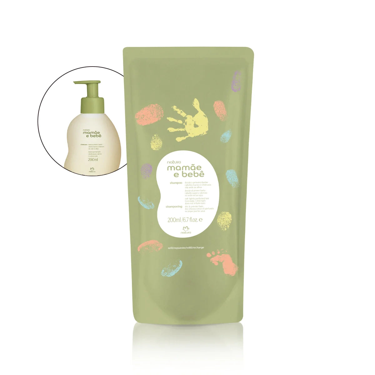 Refil Shampoo Suave Natura Mamãe e Bebê 200 ml