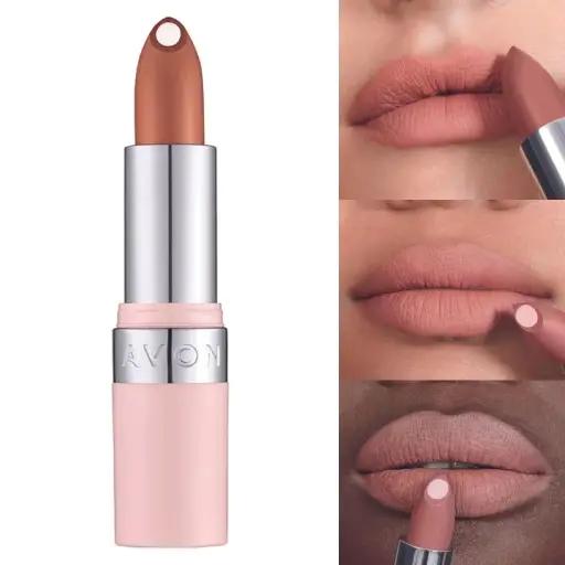 Batom Avon Hydramatic Matte Nude Suave com núcleo de Ácido Hialurônico. Hidratação profunda, cor intensa e acabamento matte confortável.